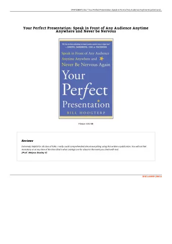 Your Perfect Presentation: Speak in Front of Any Audience Anytime  Your Perfect Presentation: Speak