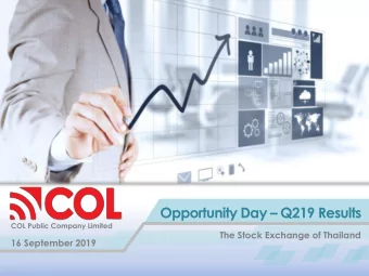 Opportunity Day  Q219 Results  COL Public Company Limited  The Stock Exchange of Thailand  16