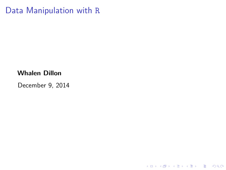 data manipulation with r