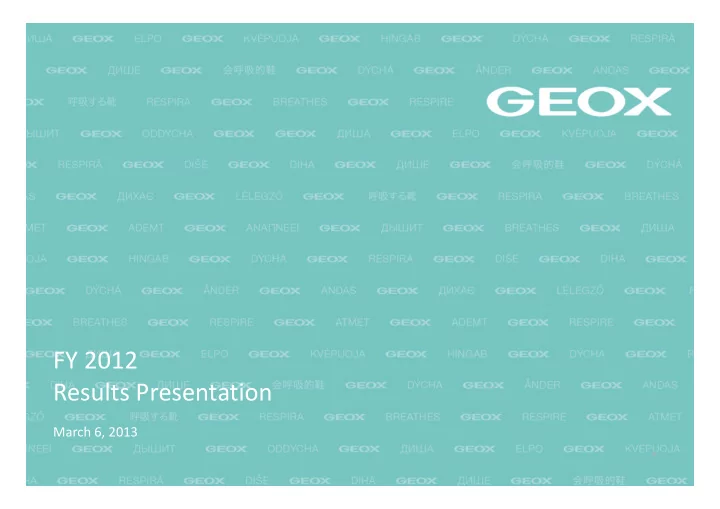 fy 2012 results presentation