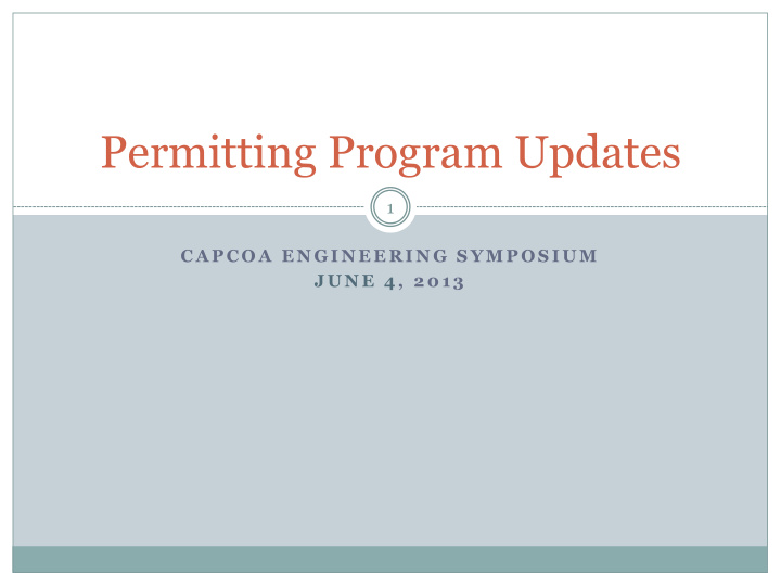 permitting program updates