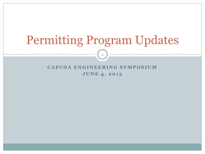 permitting program updates