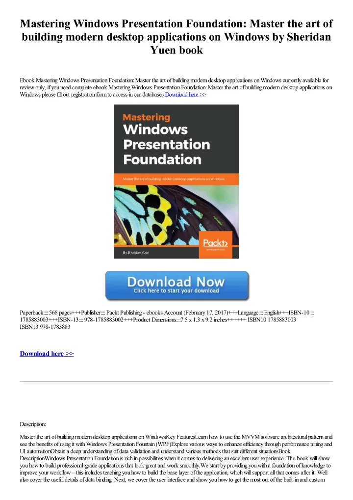 mastering windows presentation foundation master the art