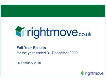 Full Year Results  for the year ended 31 December 2009  26 February 2010  Disclaimer
