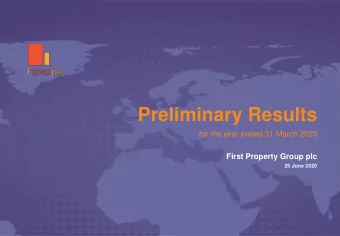 Preliminary Results  for the year ended 31 March 2020  First Property Group plc  25 June 2020