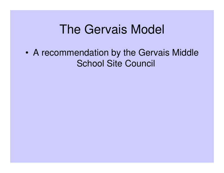 the gervais model