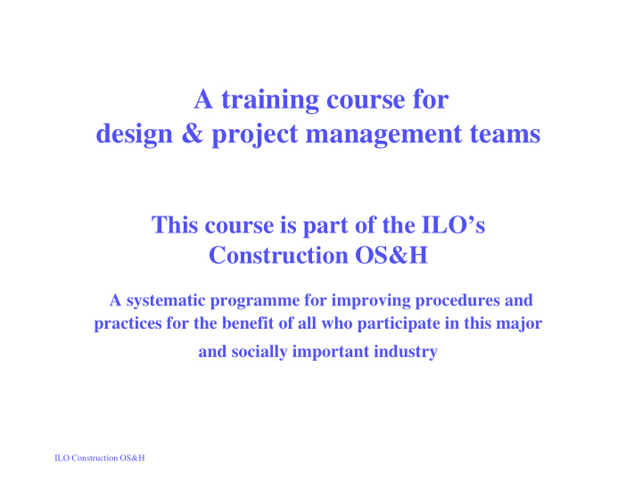 a training course for design project management teams