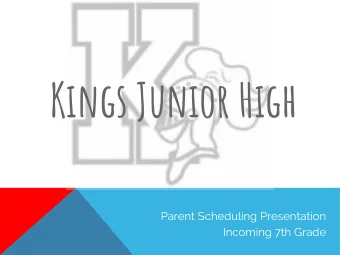 Kings Junior High  Parent Scheduling Presentation  Incoming 7th Grade  Whos Who at KJH?  Mrs.