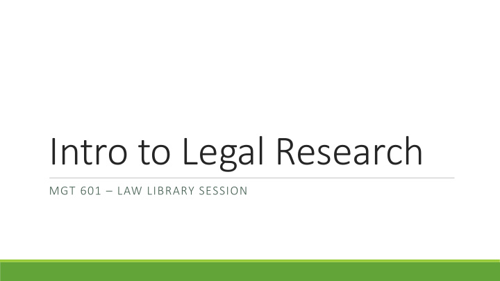 intro to legal research