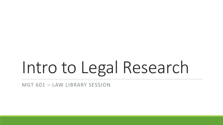 intro to legal research