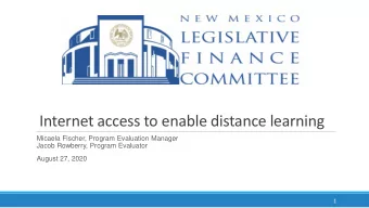 Internet access to enable distance learning  Micaela Fischer, Program Evaluation Manager  Jacob