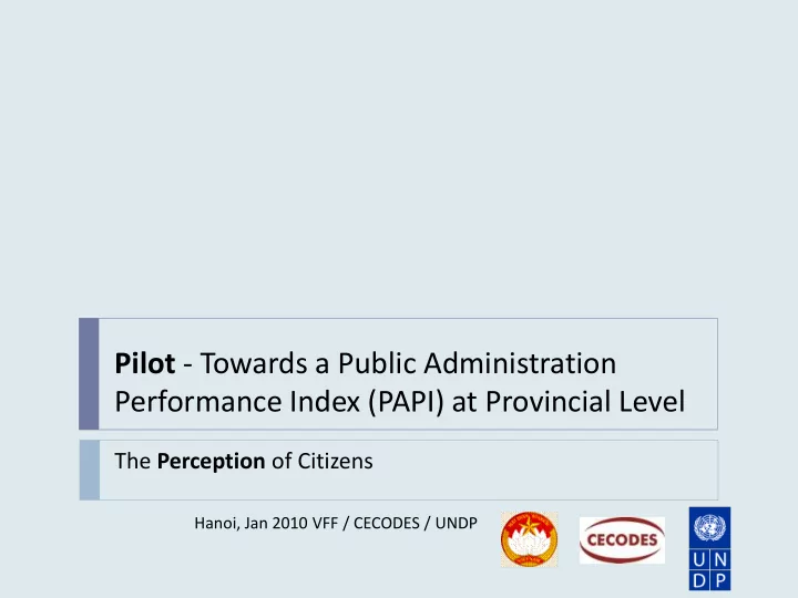 performance index papi at provincial level