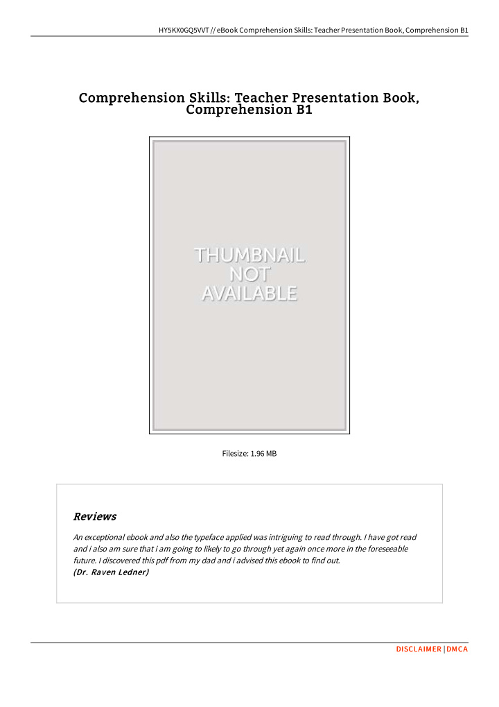 comprehension skills teacher presentation book