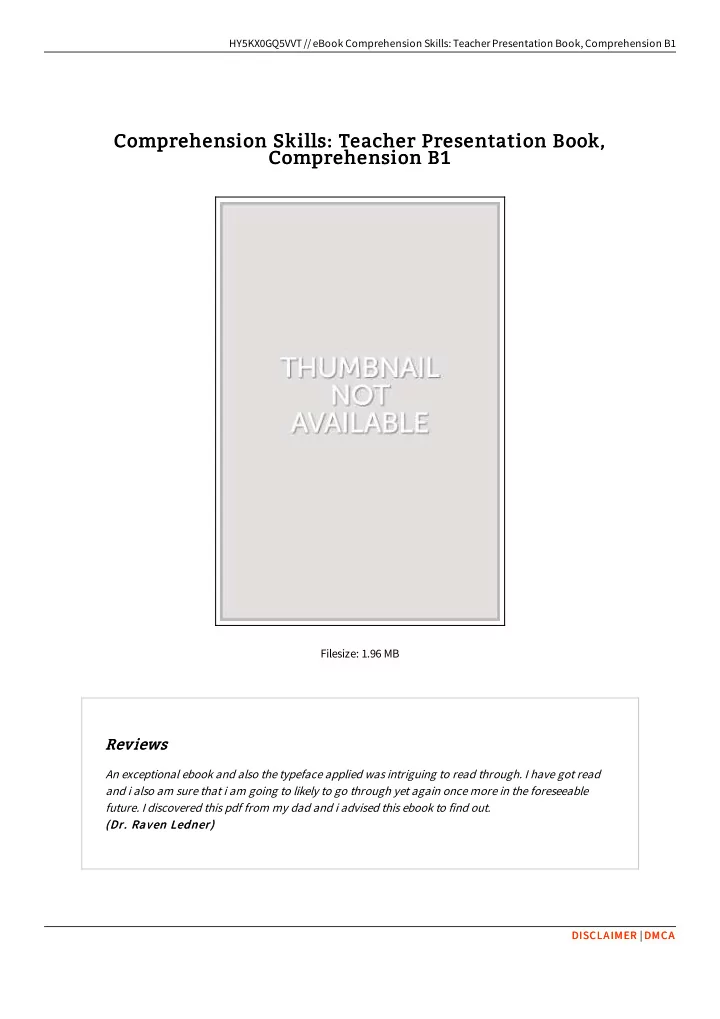 comprehension skills teacher presentation book
