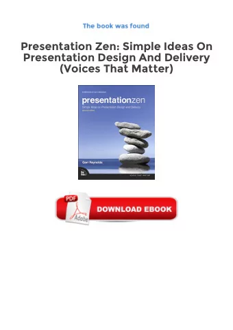 Get Ebooks  Presentation Zen: Simple Ideas On  Presentation Design And Delivery  (Voices That