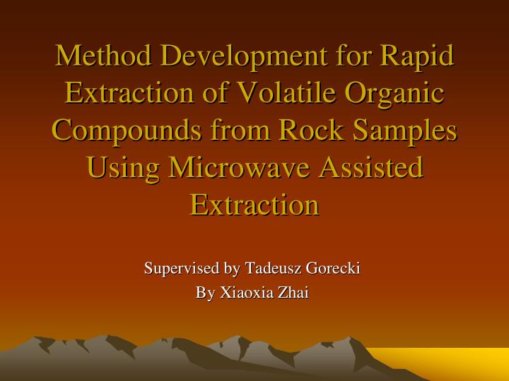 method development for rapid method development for rapid