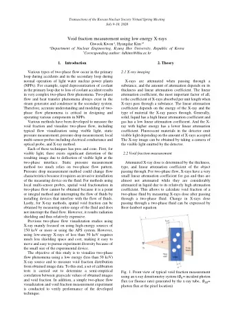 Void fraction measurement using low energy X-rays Giwook Kwon a , Hyungdae Kim a  a Department