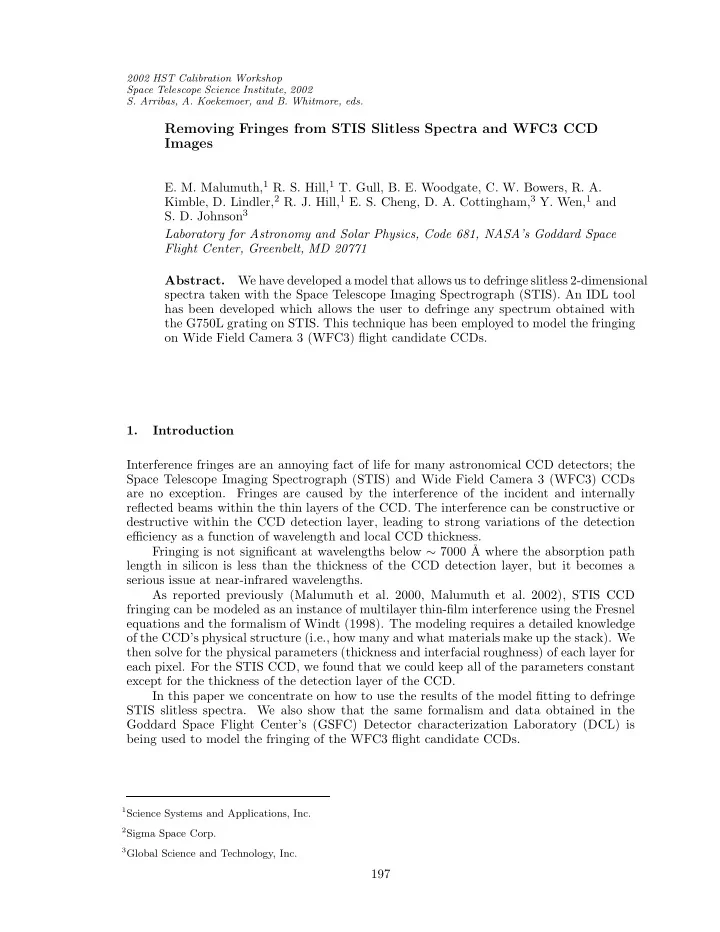 removing fringes from stis slitless spectra and wfc3 ccd