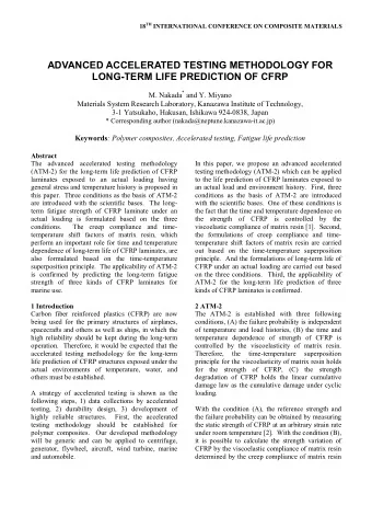 ADVANCED ACCELERATED TESTING METHODOLOGY FOR  LONG-TERM LIFE PREDICTION OF CFRP M. Nakada * and Y.