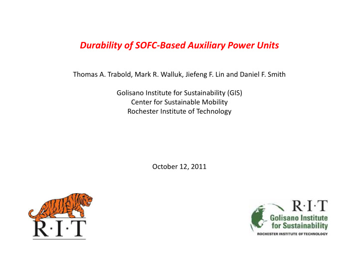 durability of sofc based auxiliary power units