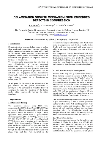 DELAMINATION GROWTH MECHANISM FROM EMBEDDED  DEFECTS IN COMPRESSION C.Canturri 1 *, E.S. Greenhalgh