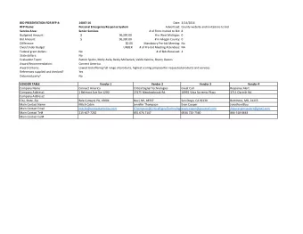 BID PRESENTATION FOR RFP #: 14047  16  Date: 3/14/2016 RFP Name: Personal Emergency Response