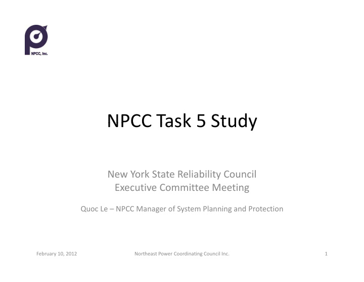npcc task 5 study npcc task 5 study