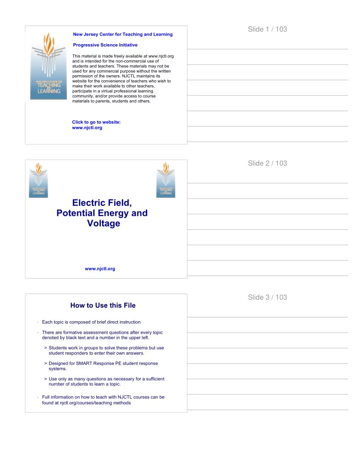electric field potential energy and voltage