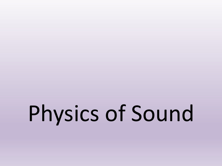 physics of sound what is sound