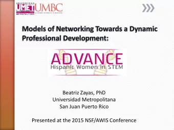 San Juan Puerto Rico  Presented at the 2015 NSF/AWIS Conference  Networks as  powerful tools for