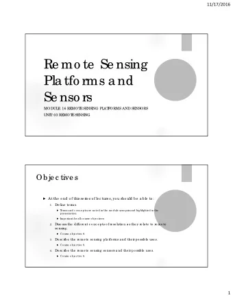 Re mo te  Se nsing  Pla tfo rms a nd  Se nso rs  MODUL  E  : 16 RE  MOT  E  SE  NSI  NG PL  AT  F