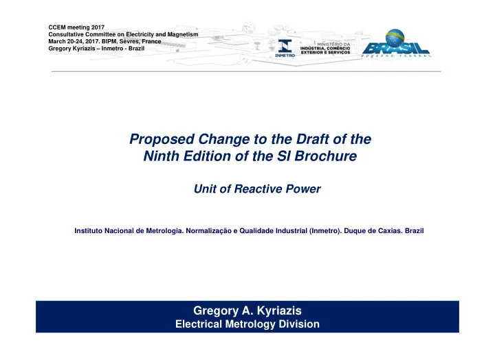 proposed change to the draft of the ninth edition of the