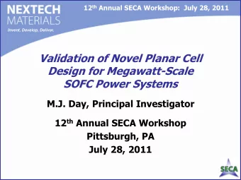 SOFC Power Systems  M.J. Day, Principal Investigator 12 th Annual SECA Workshop  Pittsburgh, PA