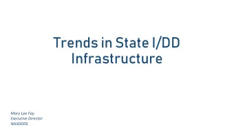 Infrastructure  Mary Lee Fay  Executive Director  NASDDDS  Pressures for System Change!  Work Force