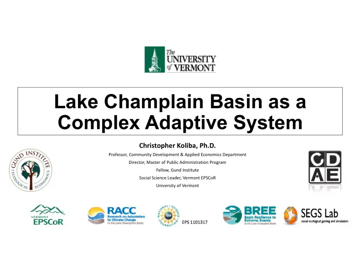 lake champlain basin as a complex adaptive system