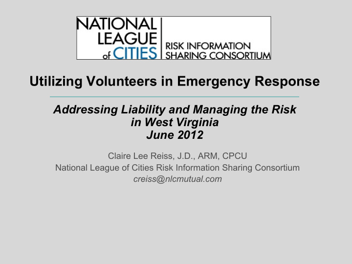 utilizing volunteers in emergency response