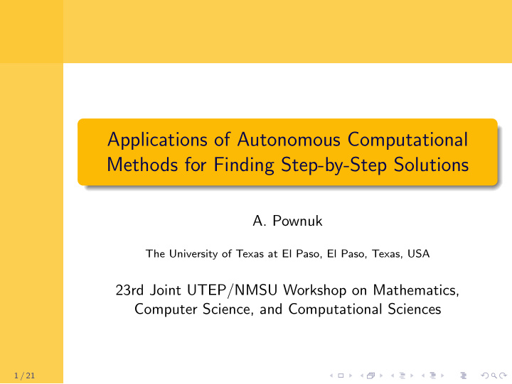 applications of autonomous computational methods for