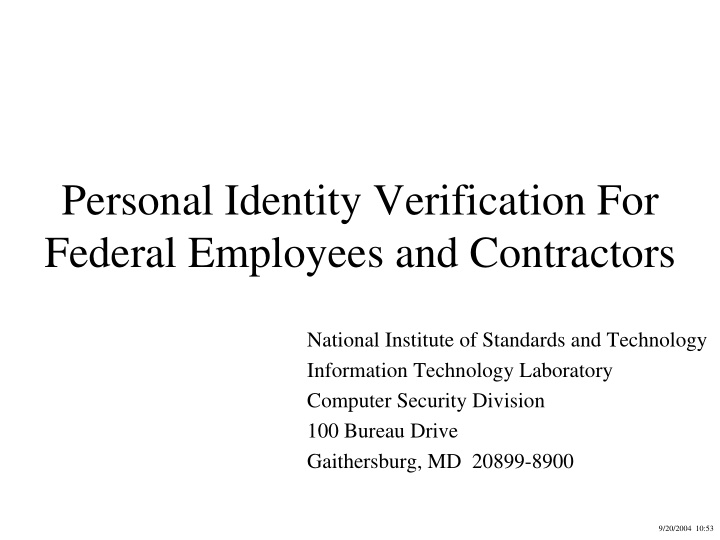 personal identity verification for federal employees and