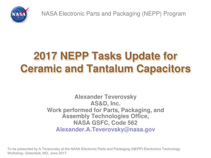 2017 nepp tasks update for ceramic and tantalum capacitors