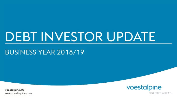 debt investor update