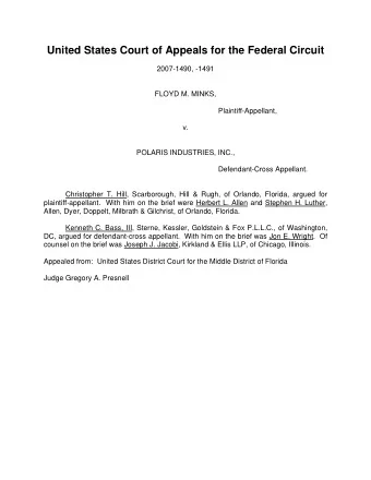 United States Court of Appeals for the Federal Circuit  2007-1490, -1491  FLOYD M. MINKS,