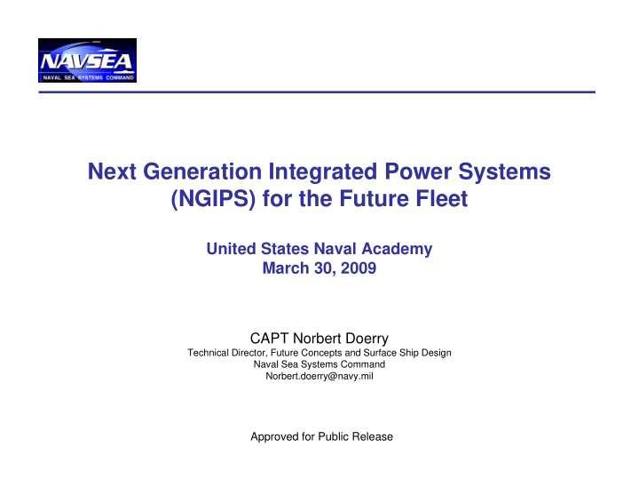 next generation integrated power systems ngips for the