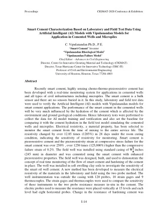 Smart Cement Characterization Based on Laboratory and Field Test Data Using  Artificial Intelligent