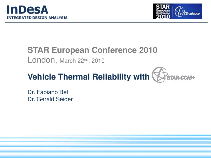 vehicle thermal reliability with