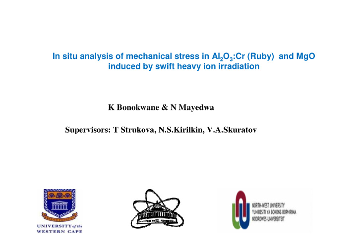 in situ analysis of mechanical stress in al 2 o 3 cr ruby
