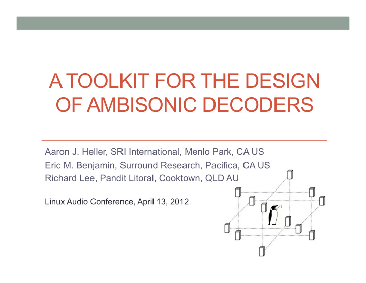 a toolkit for the design of ambisonic decoders