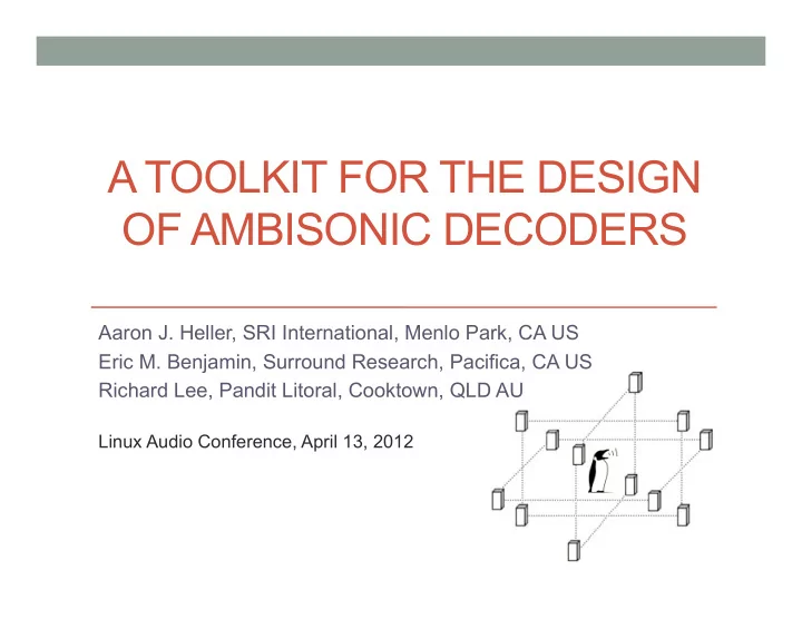 a toolkit for the design of ambisonic decoders