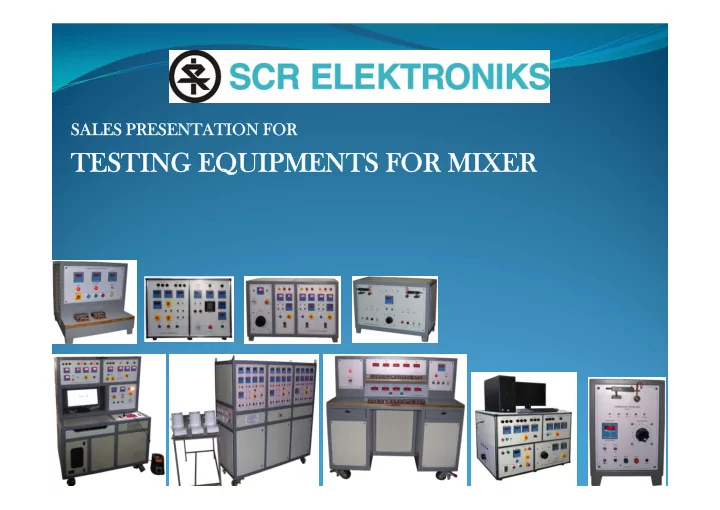 testing equipments for mixer list of test equipment