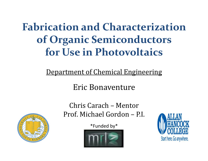 fabrication and characterization fabrication and