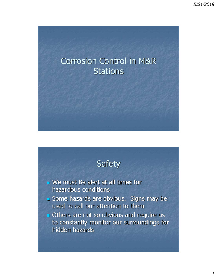 corrosion control in m r stations safety